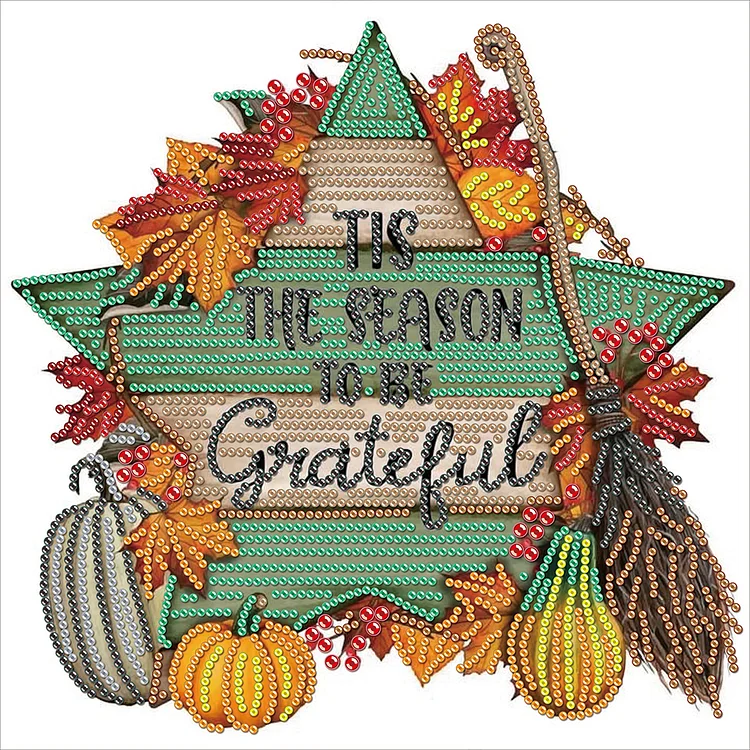 Autumn Pentagram 30*30CM(Canvas) Special Shape Drill Diamond Painting gbfke
