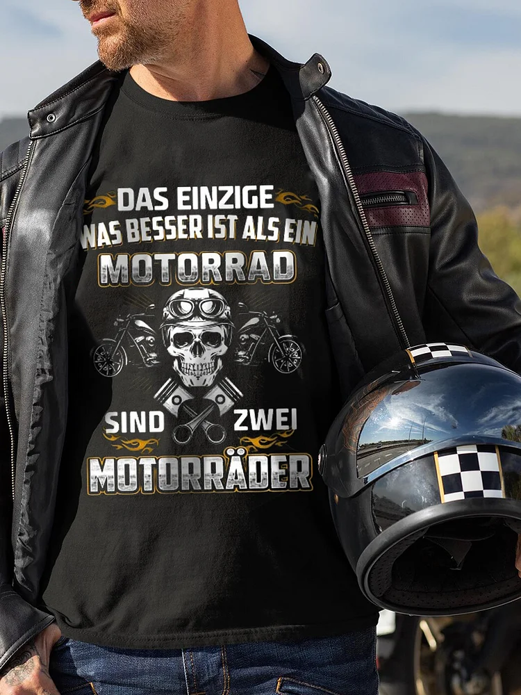 Herren DAS EINZIGE WAR BESSER IST ALS EIN MOTORRAD SIND ZWEI MOTORRÄDER Bedrucktes Kurzarm-T-Shirt