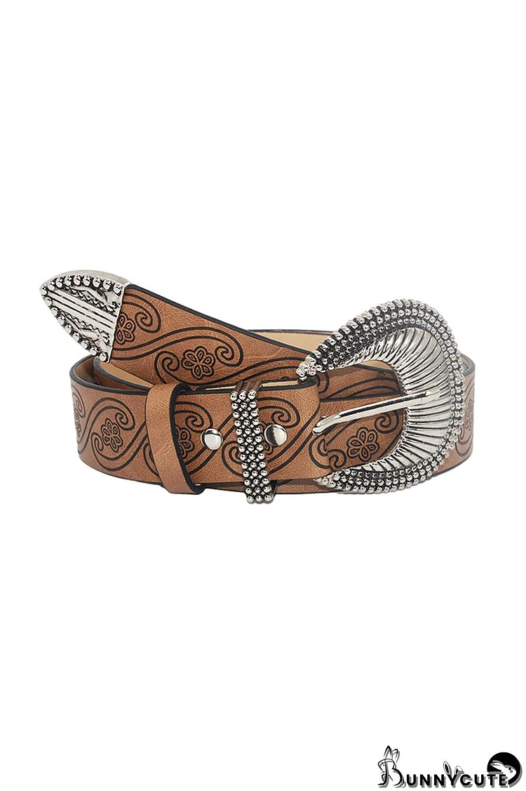 Floral Pattern Buckle Belt