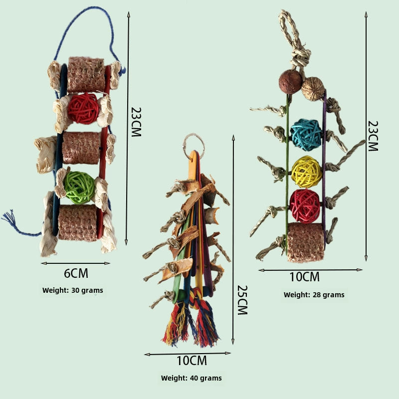 Xuan Feng Parrot Toy Peony Small Bird Rattan Ball Grass Ball Corncob Bite String Wooden Bite Beak Grinding Pet Supplies