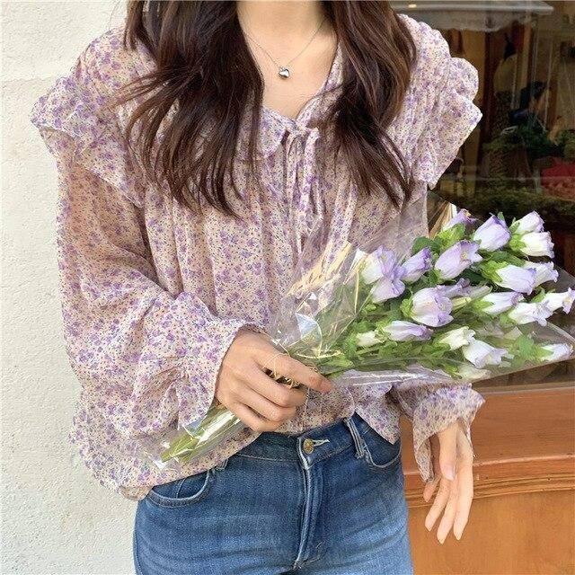 Plus size chiffon blouse women tops and bloues camisas blusas mujer de moda chemisier femme flower shirts woman clothes