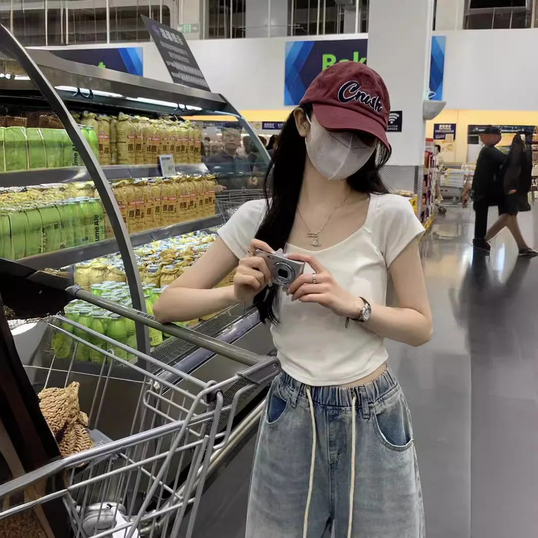 Uveng Uveng Short-Sleeved T-Shirt Women's Wear 2024 New Thin Temperament Summer Leisure Versatile Students Short Clothes