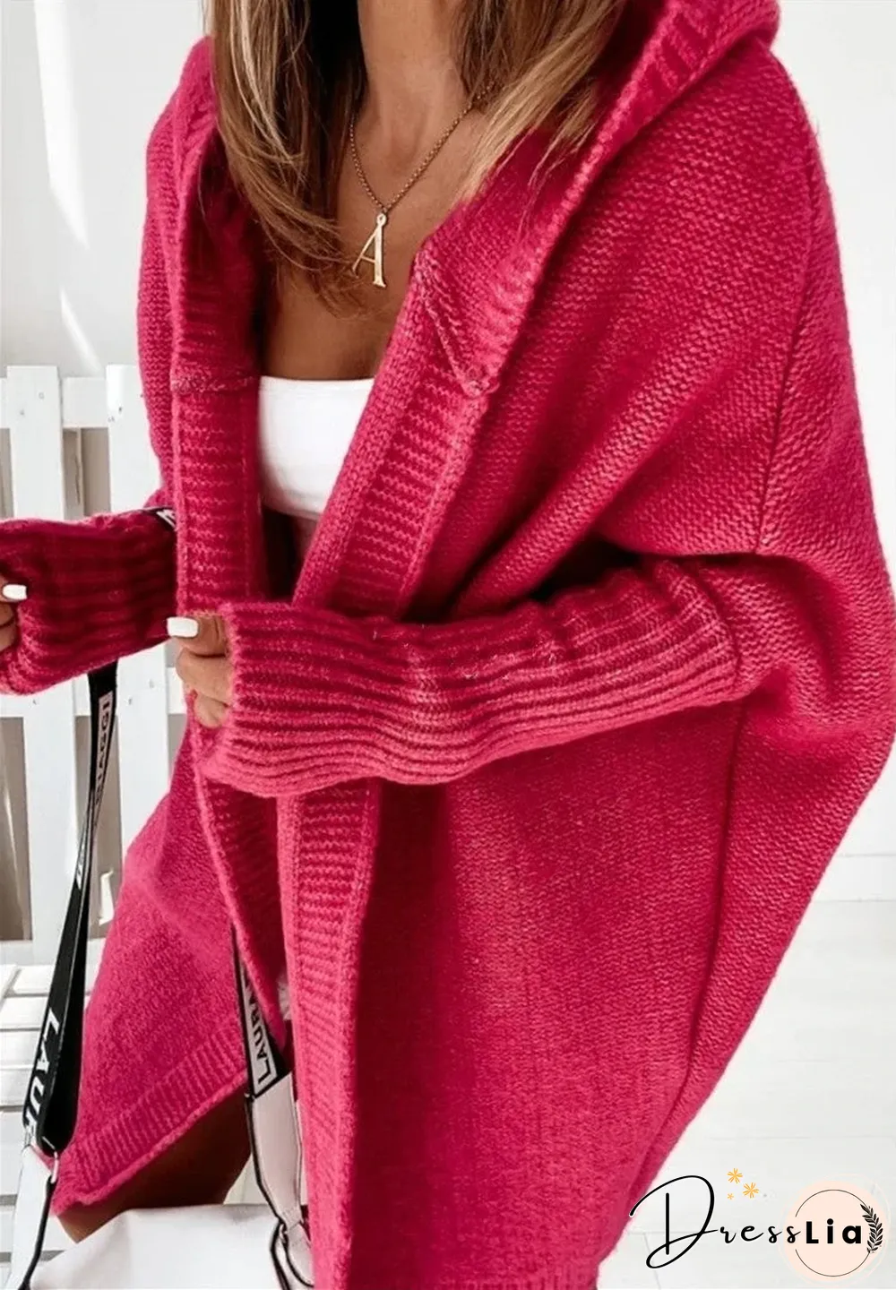 Hooded Bat-shaped Soft Loose Back Stitching Sweater