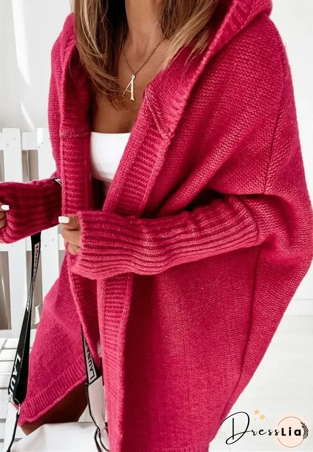 Hooded Bat-shaped Soft Loose Back Stitching Sweater