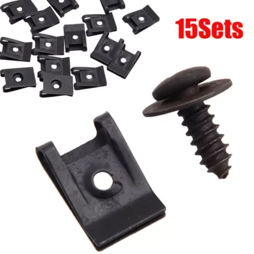 Dronehint Spring Metal U-type Clip w/ Screw Car Parts Bumper Fender Trims Panel Fastener (For: GMC) Parts