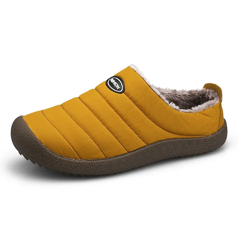 New Men's Slippers Indoor Warm Shoes Plush Flock Male Slippers For Home Hard-wearing Non-slip Outdoor Walking Mans Footwear