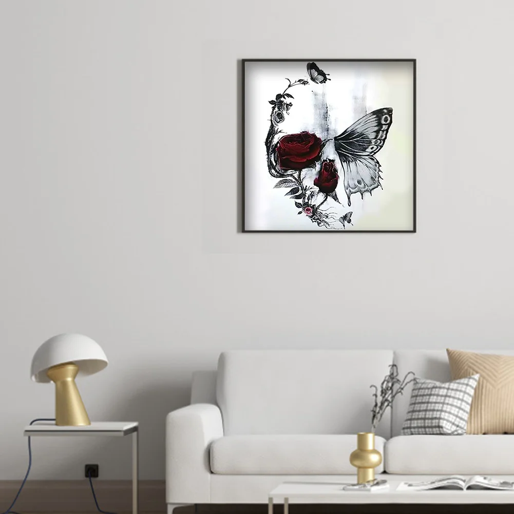 Full Round Diamond Painting 30*30cm - Skull Rose