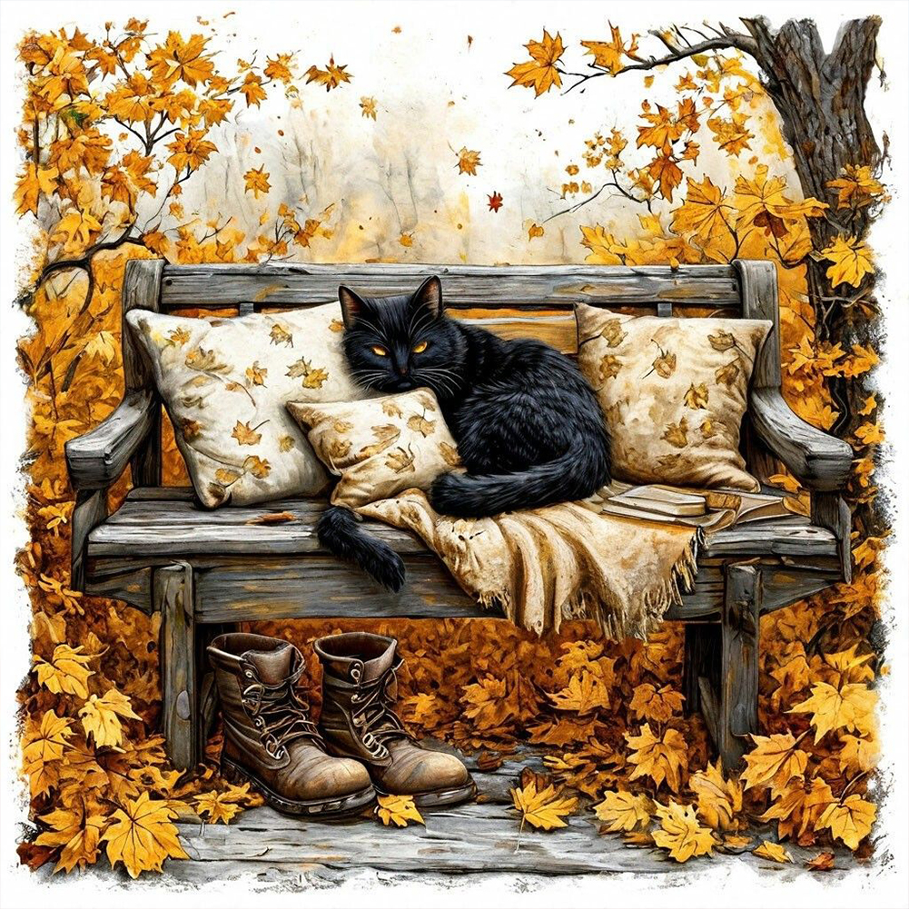 Cat On The Chair 40*40cm(canvas) full round drill diamond painting