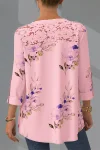 Plus Size Lace Patchwork V Neck Floral Print Blouse