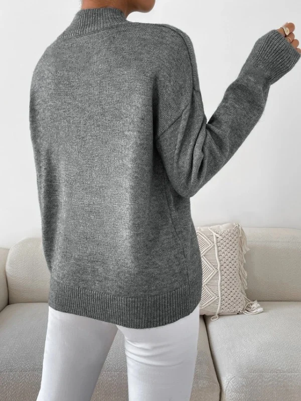 Athvotar Athvotar And Winter Half-High Collar Cover Long-Sleeved Sweater Women's Fashion Solid Color Loose Knitting Top