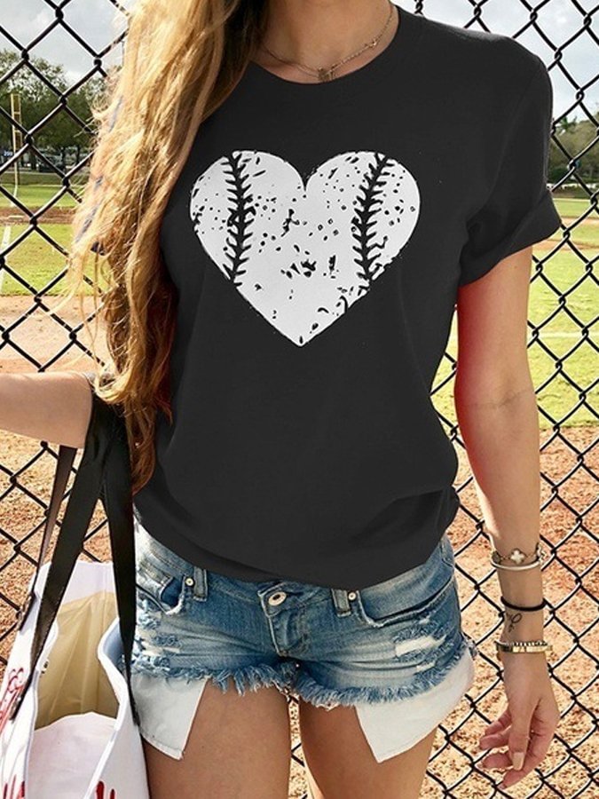 Baseball Mom Print T-shirt