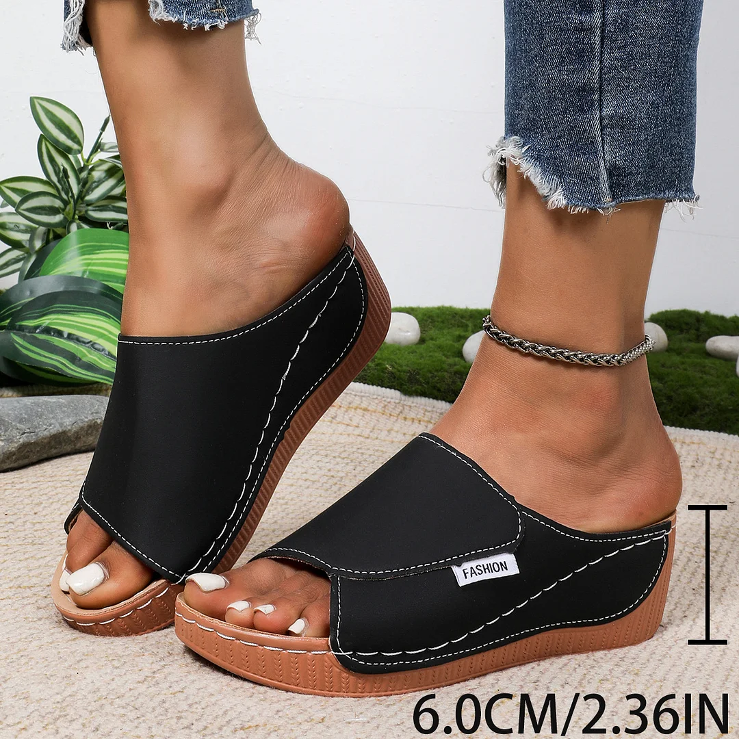 Breakj Breakj Thick-Bottomed Slippers Women's 2025 New Summer Simple Fashion Fish Mouth Slope And Slippers Women's Shoes