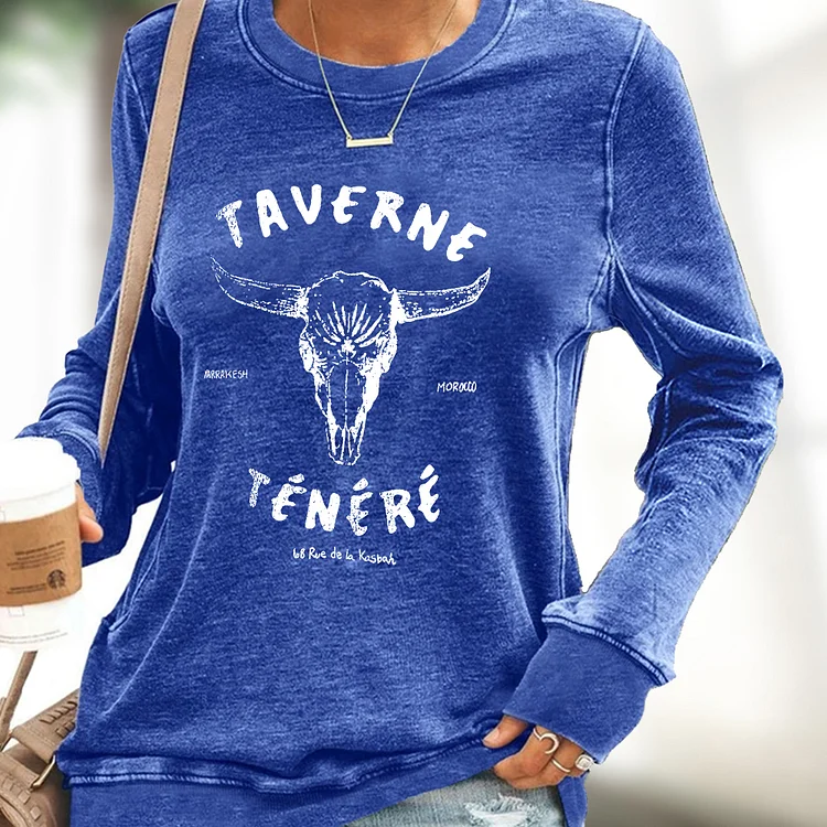 TAVERNE TENERE bull pattern print long sleeve t-shirt for women