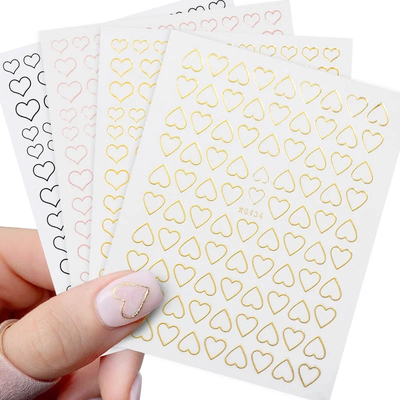 1PC 3D Nail Stickers Black Glitter Silver Star Self-Adhesive Slider Letters Nail Art Decorations Decals Manicure Accessories-Nail Inspo