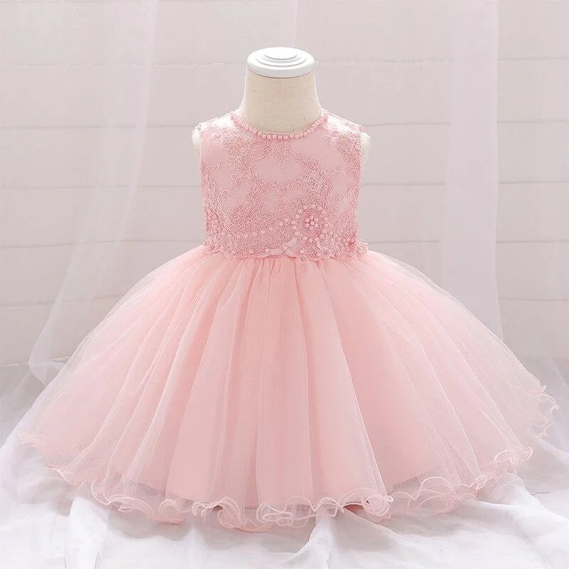 2021 Beading Newborn First Birthday Dress For Baby Girl Clothes Dress Flower Lace Princess Dresses Party Child Clothing 24 Month