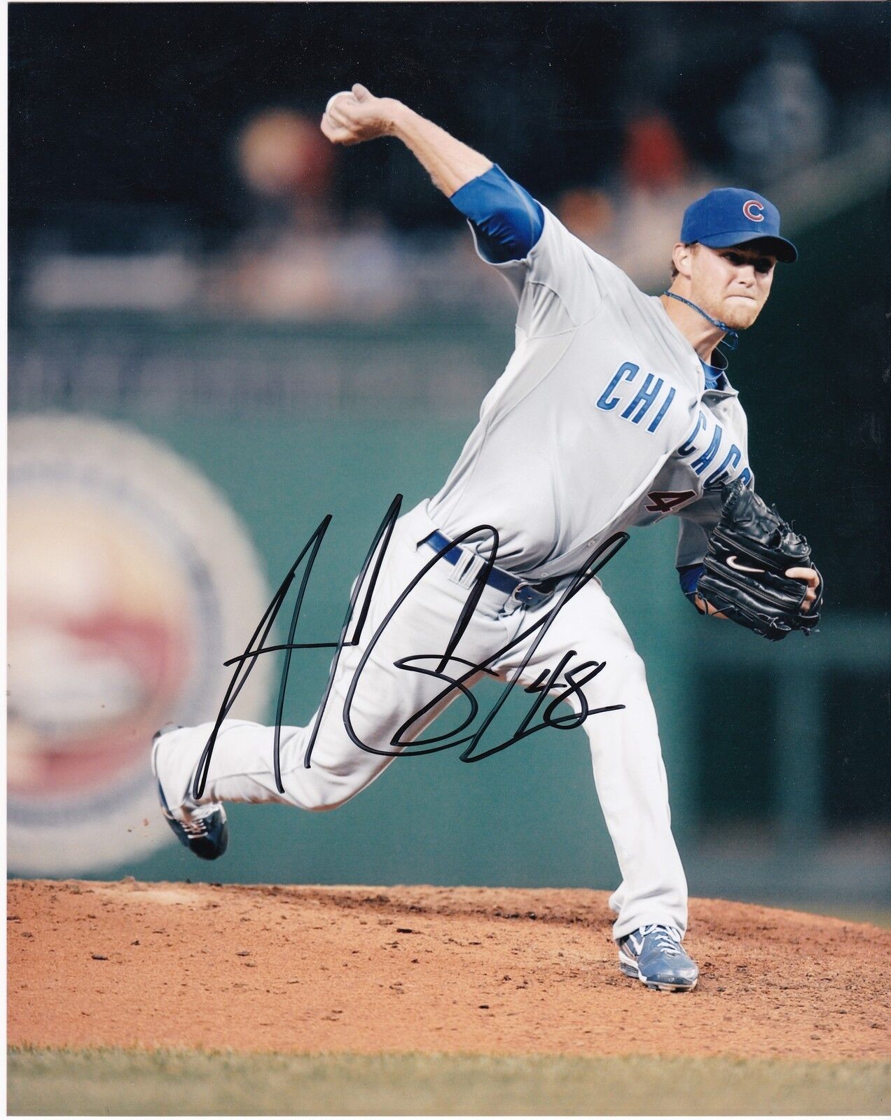 ANDREW CASHNER CHICAGO CUBS ACTION SIGNED 8x10