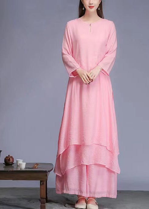 VCSHOES o neck pockets cotton Tunics Runway pink A Line Dresses summer