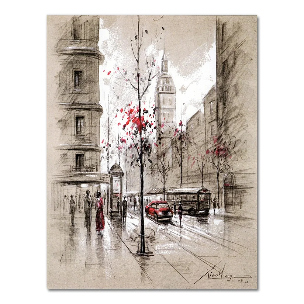 Athvotar Canvas Paintings Home Decor HD Prints Posters 3 Piece Abstract City Street Landscape Pictures For Living Room Wall Art Framework