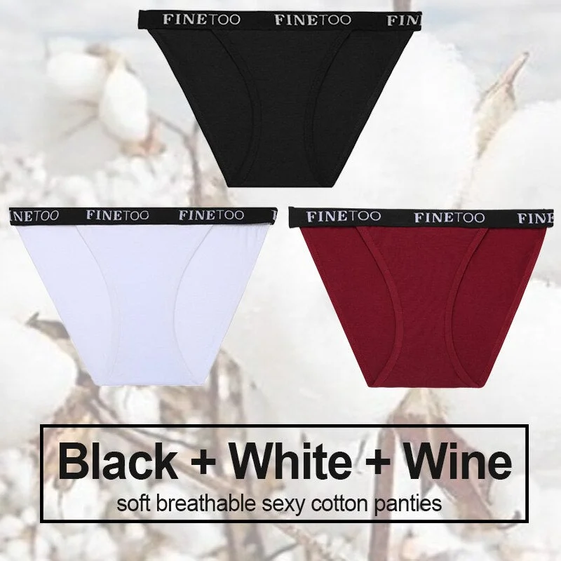 3PCS/Set Cotton Panties Briefs Women Underwear Female Underpants Sexy Lingerie Bikini Pantys Finetoo Brand Girls Femme Panties