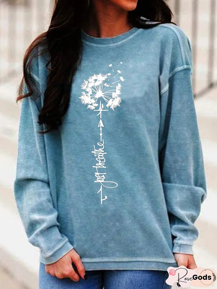 Casual Crew Neck Long Sleeve Sweatshirt