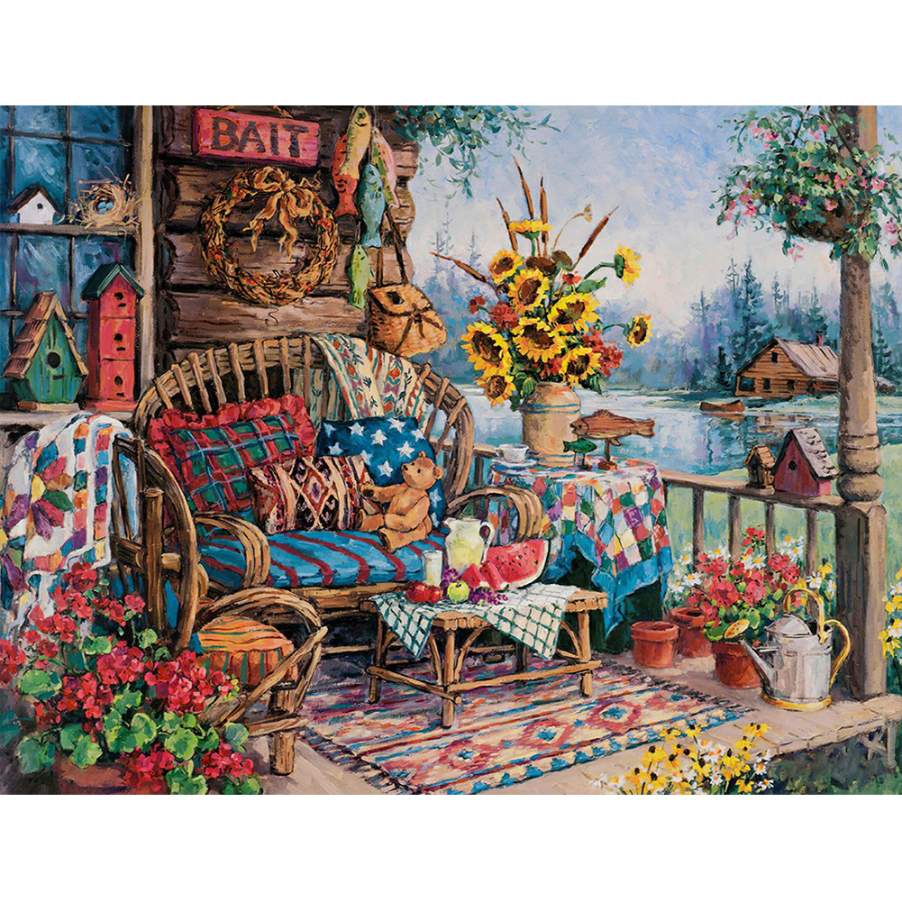 

50*40CM - Square Drill Diamond Painting - Cabin Garden, 501 Original