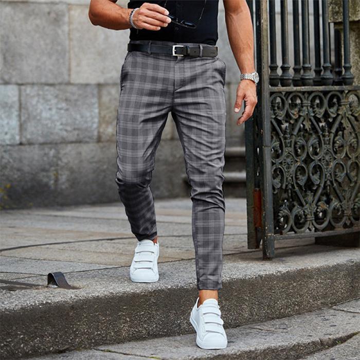 Men Plaids Casual Pants