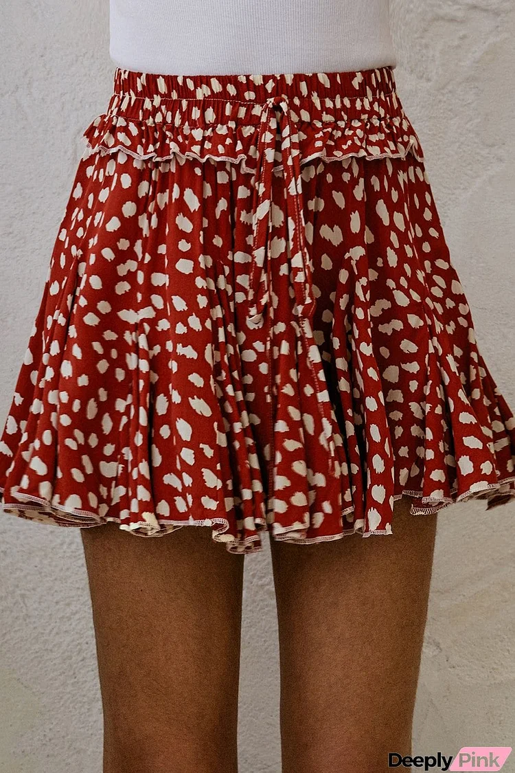 Printed Ruffled Hem A-Line Mini Skirt