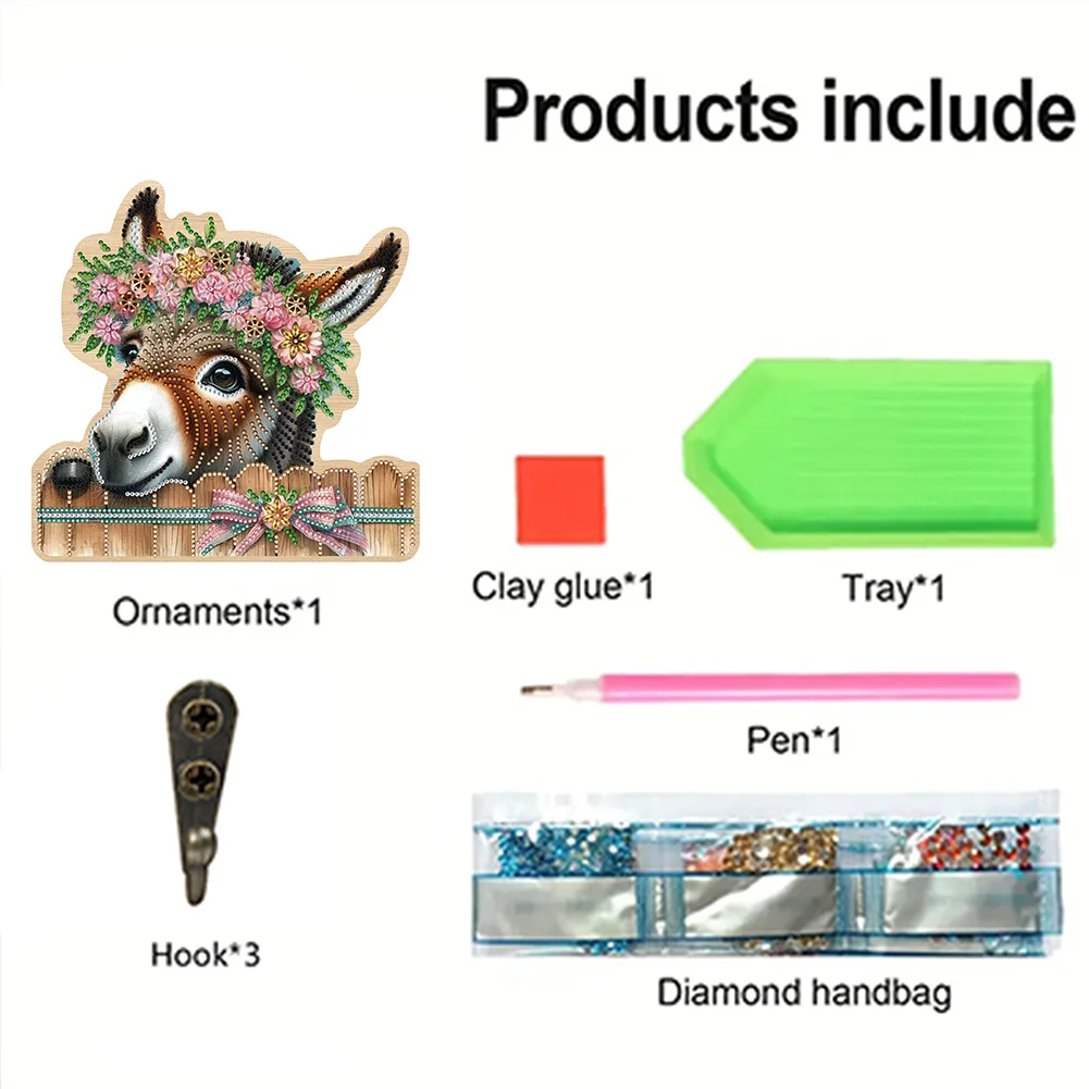DIY Donkey 3 Hooks Diamond Painting Pet Hook Rail Diamond Art Hanging Hooks