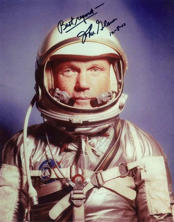 JOHN GLENN signed autographed 11x14 NASA ASTRONAUT Photo Poster painting GREAT CONTENT & DATED