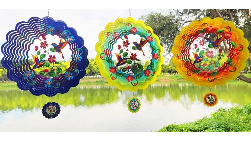 Tegooe Hummingbird 3D Metal Wind Spinner for Garden Patio Decor Tegooe