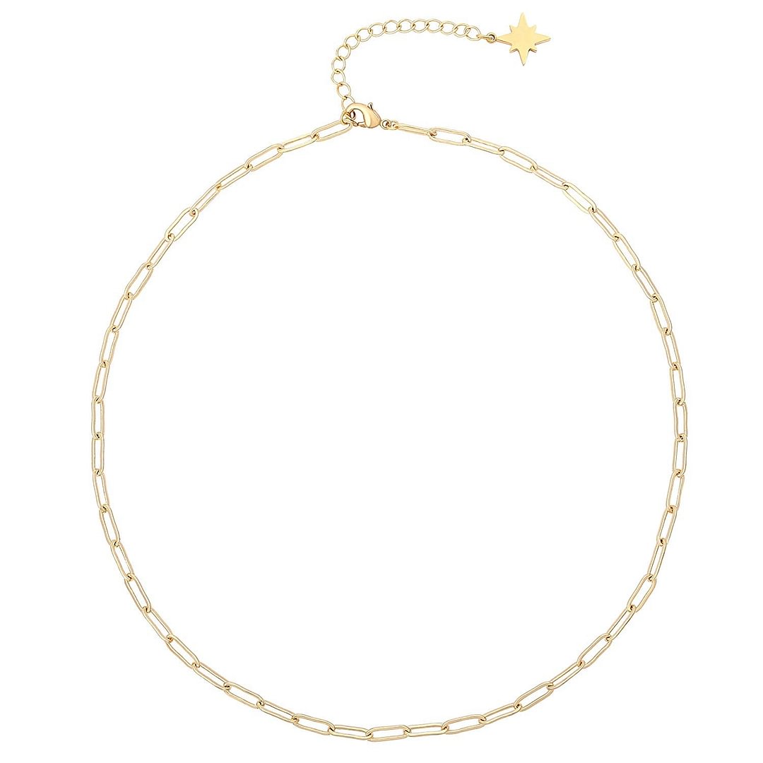 18k Gold Satellite Chain Choker Lava Bead Pendant Necklace Dainty Jewelry for Women 16''