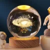 3D Galaxy Crystal Ball Children Night Light with Color LED Light Base Decoration Creative Gift Christmas Birthday Classmate Luminous Crystal Ball