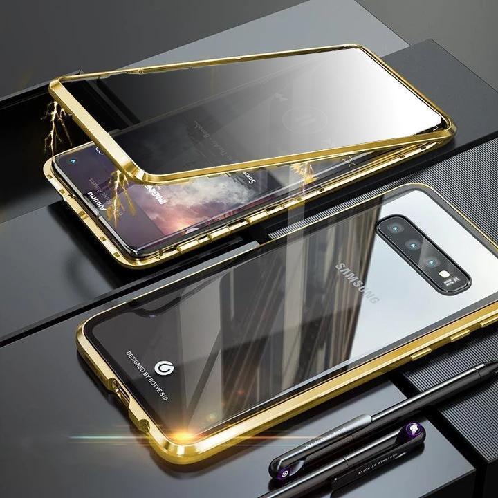 Anti-Peeping Privacy Magnetic Adsorption Two Side Tempered Glass Phone Case For Samsung Series