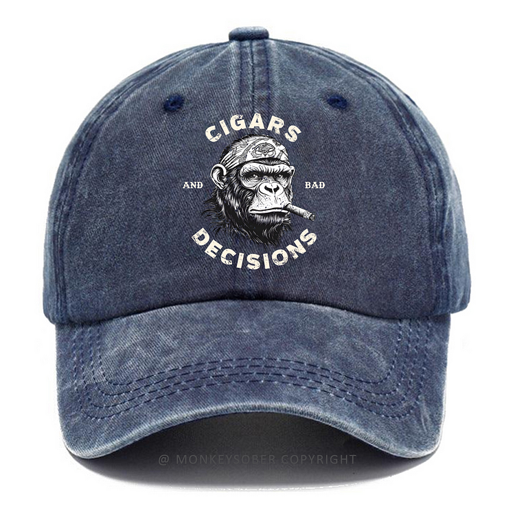 Cigars & Bad Decisions Washed Baseball Caps