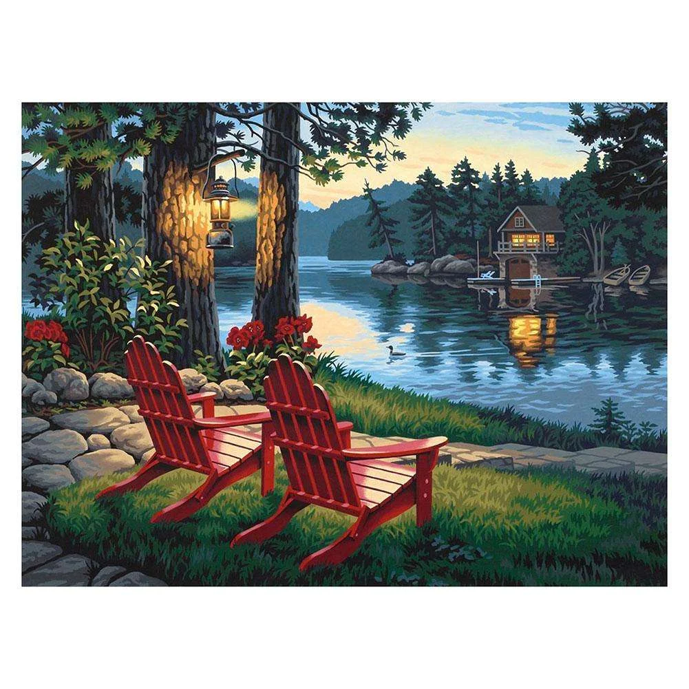 Full Round Diamond Painting Lakeside  (35*25cm)
