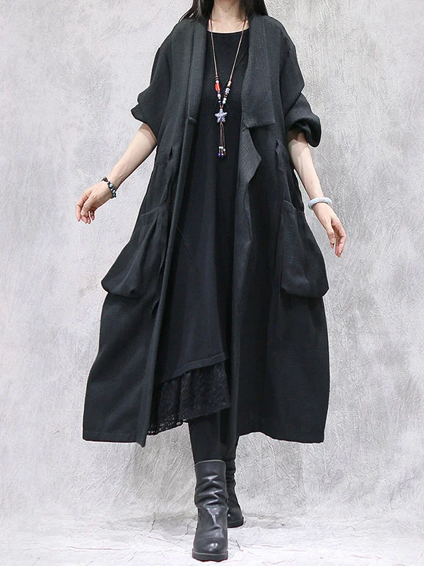 Urban Loose Split-Joint Drawstring Belted Trench Coat
