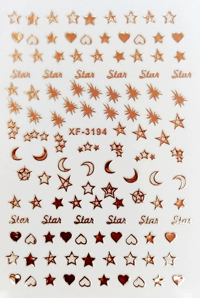 3D Nail Art Sticker Decoration Shadow Moon DIY Sticker Decals Tips Manicure Design Constellation Stars Adhesive Sticker for Nail