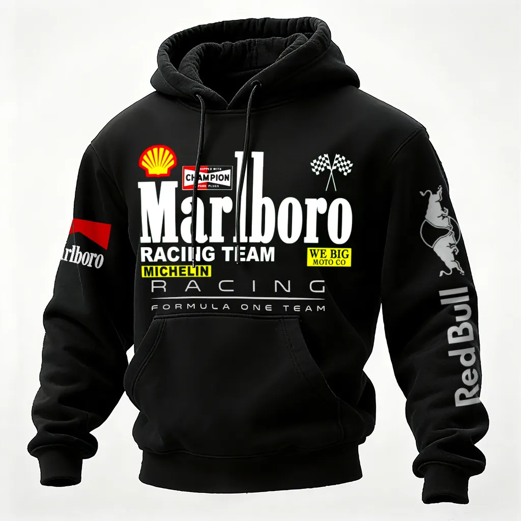 Racing-Inspired Hoodie With Bold Graphics And Team Logos