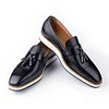 Luxury Men's Black Tassel Leather Loafers
