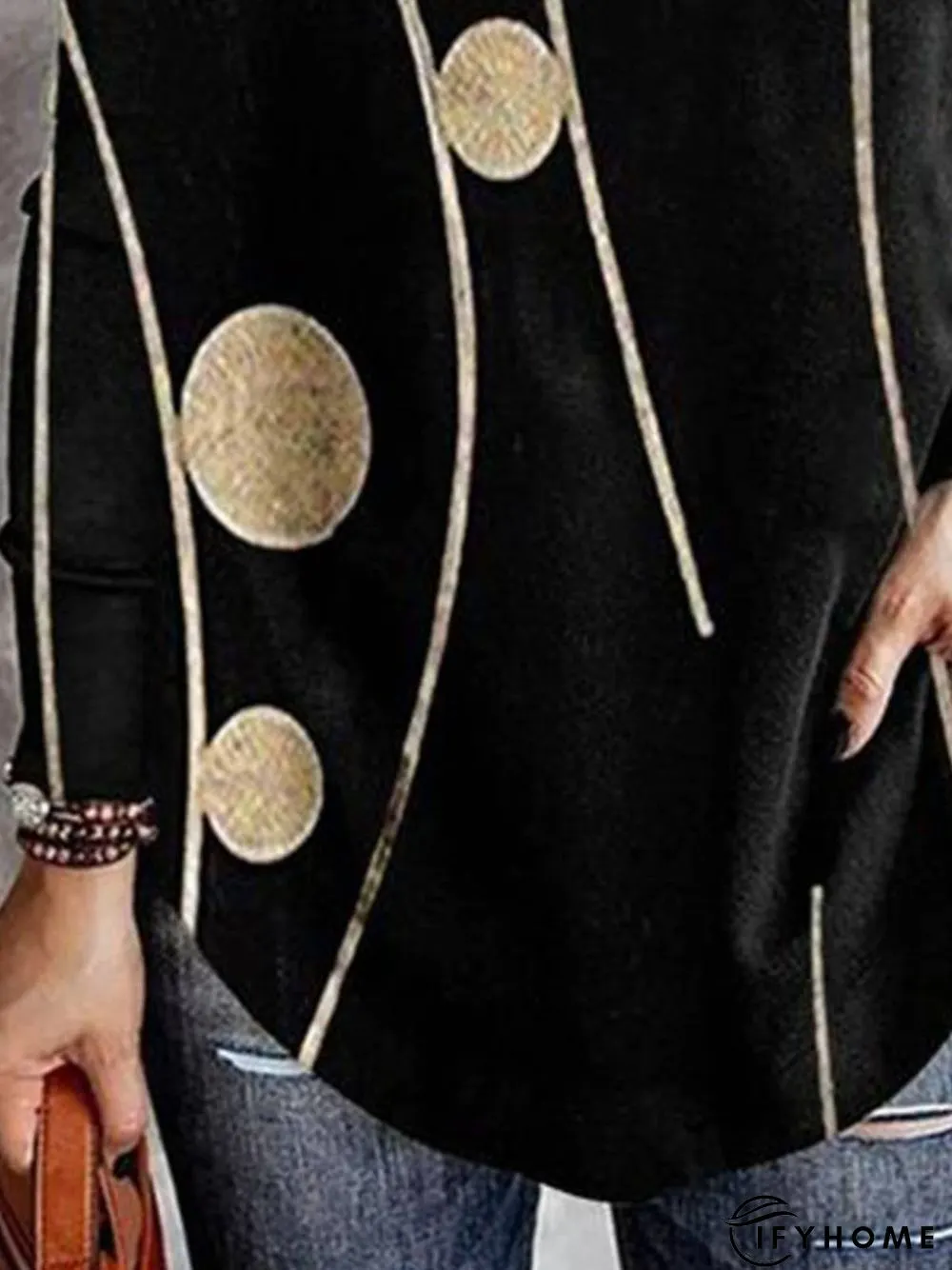 Vintage Printed V Neck Cotton-Blend T-shirt | IFYHOME