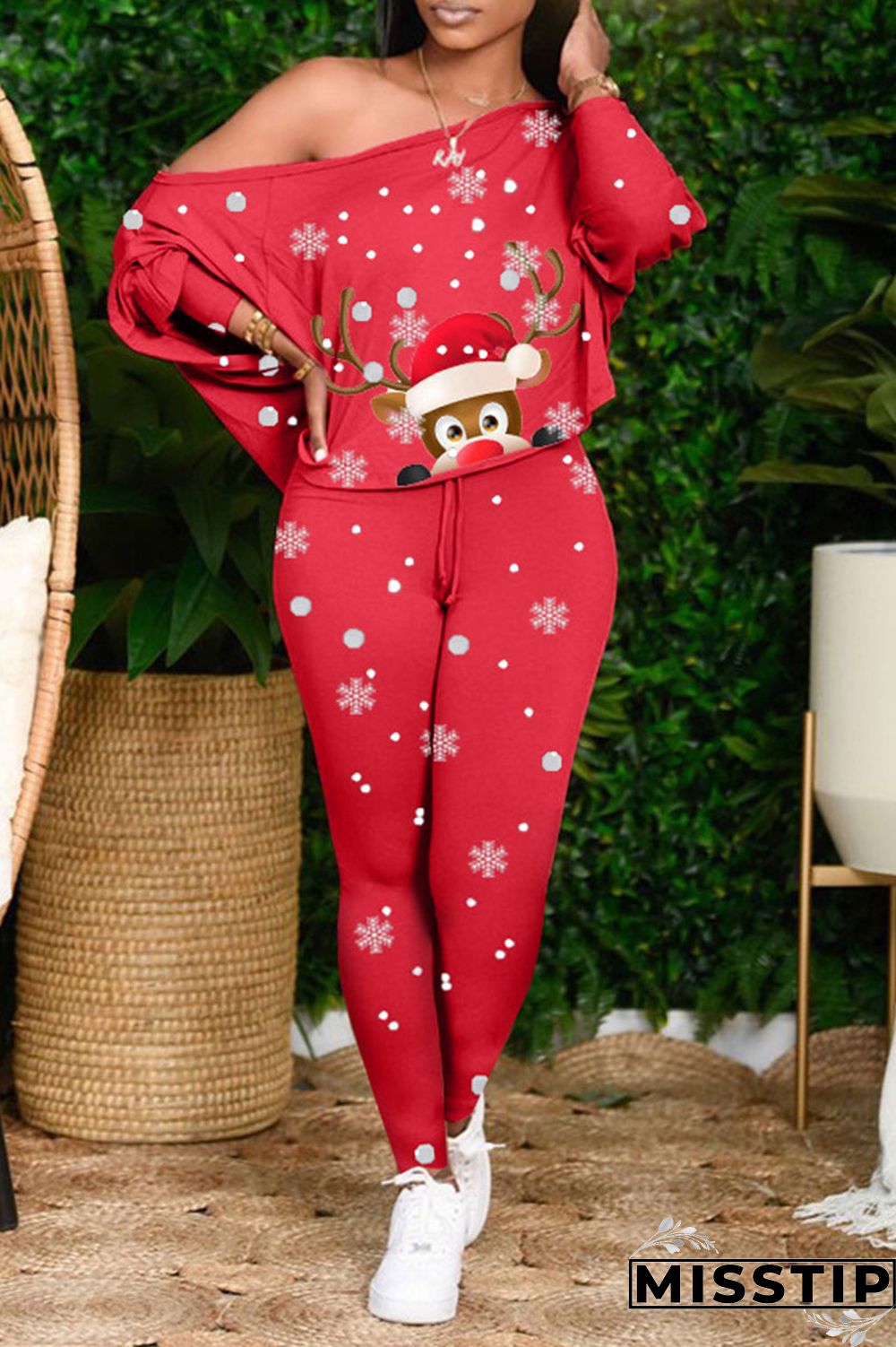 Black Casual Print Patchwork Off the Shoulder Long Sleeve Two Pieces