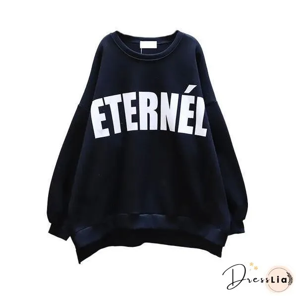 Patchwork Letter Print Pattern Sweatshirt Temperament All Match Sweatshirt