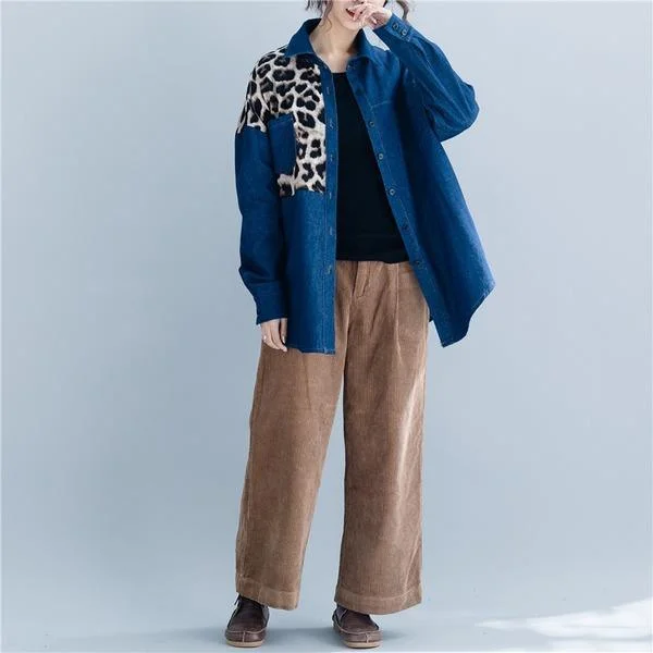 omychic plus size denim vintage korean Casual loose spring autumn shirt women blouse 2020 clothes ladies tops streetwear