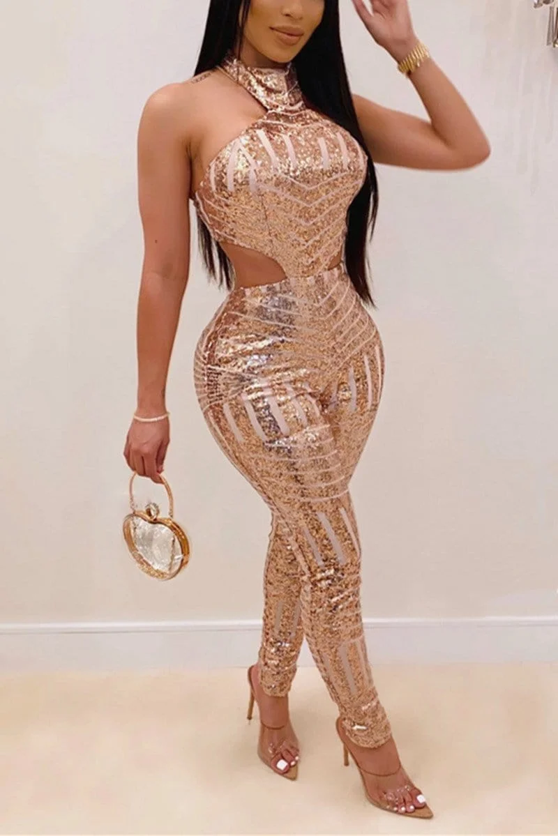Sexy Backless Sequined Jumpsuit
