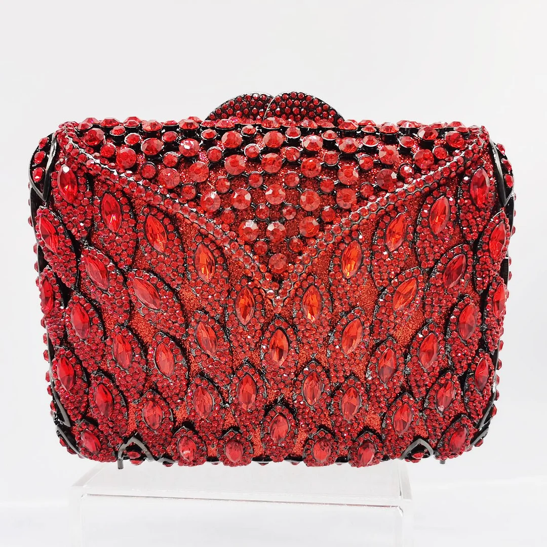 Red Luxury Crystal Box Clutch Bags Ladies Wedding Prom Purse Handbags Diamond Stones Evening Bags Women Bags SM99