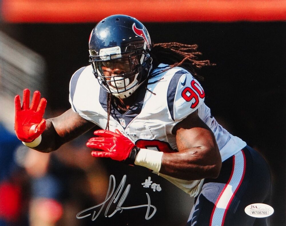 Jadeveon Clowney Autographed 8x10 Texans Red Gloves Photo Poster painting- JSA Authenticated