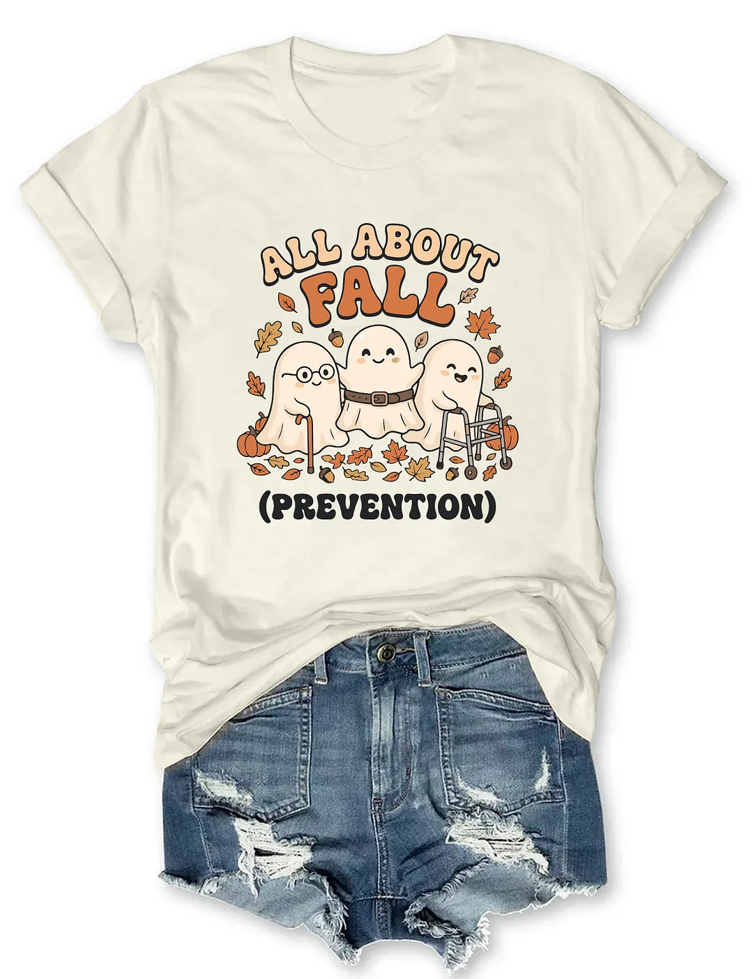 Ghost All About Fall Prevention Halloween T-shirt