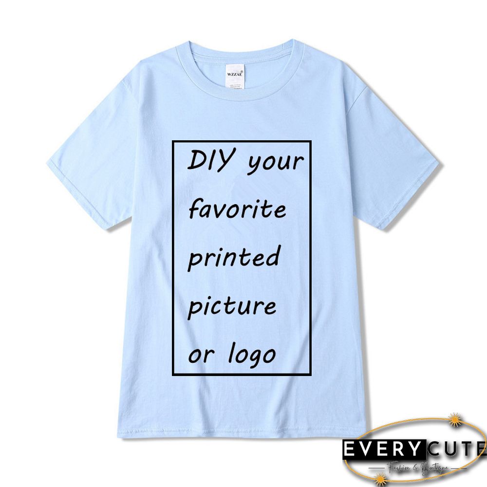 Customized Printed Leisure T Shirt Harajuku Women Tee DIY Your Like Photo Or Logo White T-shirt Fashion CustomShirt