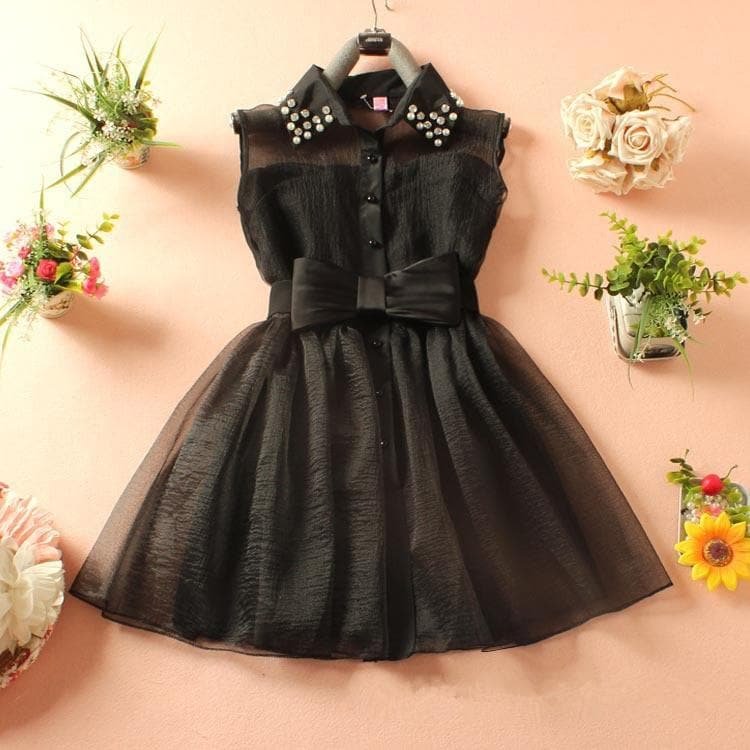 Korean Lace Sleeveless Bow Dress SP1812443