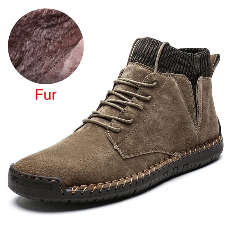 DEKABR Brand Men Snow Boots Winter Plush Warm Men Motorcycle Boots Lace-Up Non-slip Male Ankle Boots Autumn Man Work Shoes